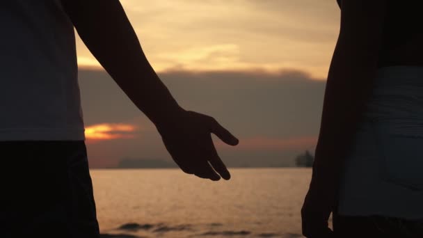 Närbild Man Kärlek Tveksamt Räcker Handen Kvinna Tar Sin Hand — Stockvideo