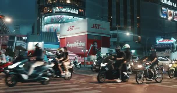 Moving Transport Crossroad Sukhumvit Asok Montri Street Bangkok City City — Stock Video