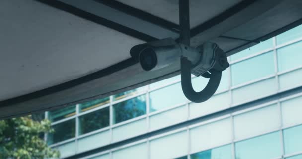 Sistema Cámaras Video Vigilancia Instalado Las Calles Ciudad Sistema Seguridad — Vídeos de Stock