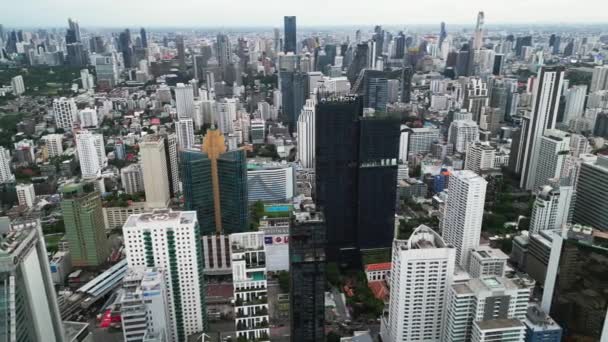 Вид Повітря Бангкок Таїланд Дрон Стріляв Горизонту Бангкока Хмарочоси Будівель — стокове відео