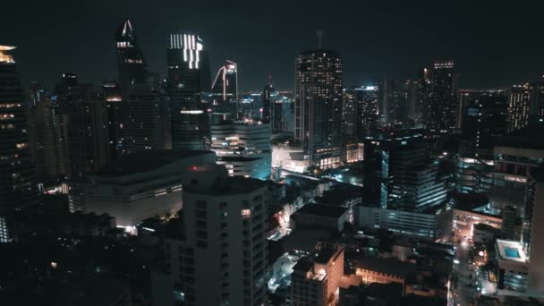 Cinematic Night City Scene City Landscape Business Travel Concept Aerial — Stock Video