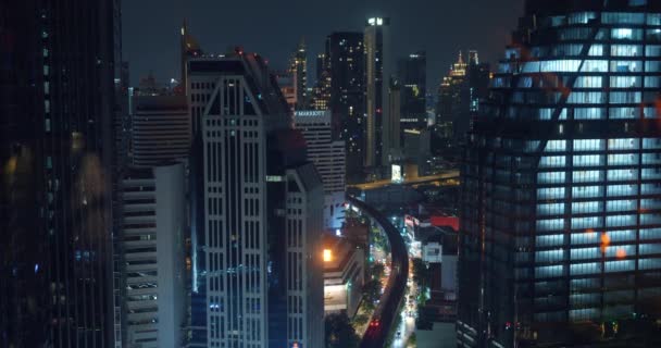 Vista Panoramica Rivela Bellezza Della Città Notte Finestre Grattacieli Grattacieli — Video Stock
