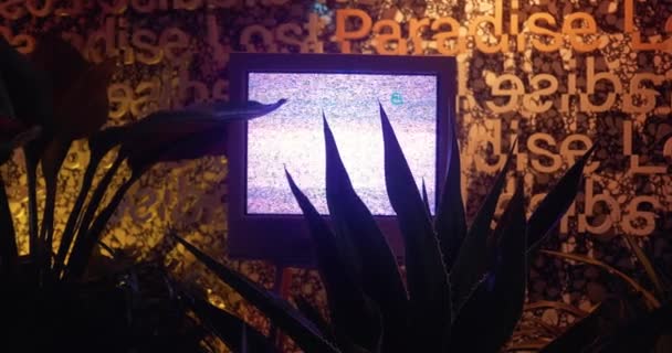 Televisión Pierde Señal Restaurante Actividades Ocio Fallos Técnicos Perturban Tiempo — Vídeo de stock