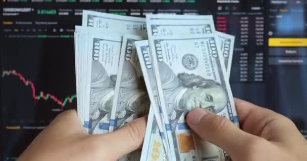 Manos Contando Cientos Dólares Que Encarnan Acumulación Riqueza Conteo Dinero — Vídeo de stock