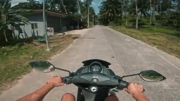Koh Samui Thailand Feb 2024 Riding Bike Driving Tropical Nature — Stock Video