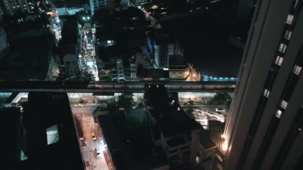 Bangkok Thailand Feb 2024 Flug Über Nächtliche Bangkok Glühen Lichter — Stockvideo