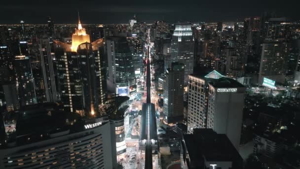 Bangkok Thailand Feb 2024 Aerial View Nighttime Metropolis Thailands Heart — Stock Video