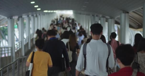 Hektische Großstadt Menschenmenge Bewegt Sich Durch Erhöhte Passage Laufsteg Jede — Stockvideo