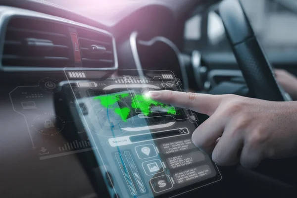 Graphic User Interface Futuristic Car Gui Intelligent Vehicle Connected Vehicle — Stock Photo, Image