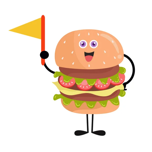 Mignon Burger Dessin Animé Avec Diverses Activités Illustration Vectorielle Style — Image vectorielle
