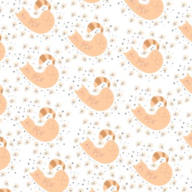 Şirin yapraklı ve hayvanlı zarif desenlerin vektör çizimi. Dekorasyon için mükemmel.