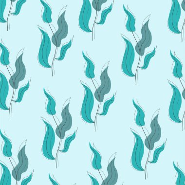 Basit çiçek ve yapraklarla düz desenlerin vektör çizimi. Dekorasyon için uygun.