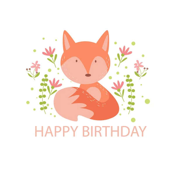 Веселая Векторная Иллюстрация День Рождения Милым Характером — стоковый вектор