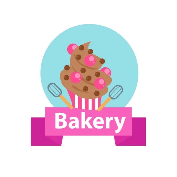 Illustration Vectorielle Logo Boulangerie Avec Dessin Animé Mignon Fille Art — Image vectorielle
