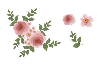 Rengarenk yapraklar ve çiçekler.