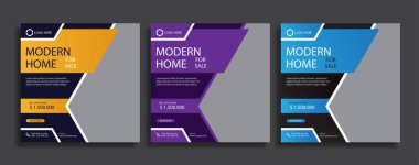Modern ev satışları sosyal medya şablon koleksiyonu