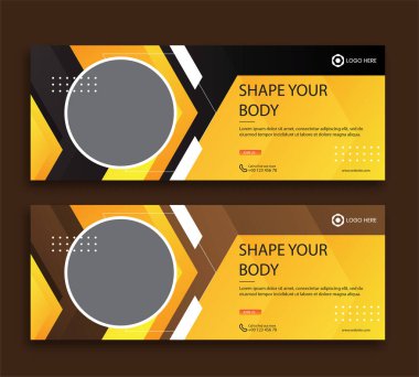 Fitness facebook kapağı ve web pankart şablonu