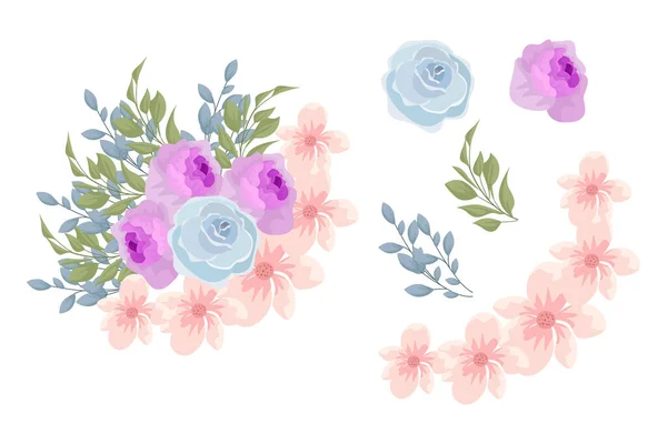 Una Variedad Arreglos Coloridos Hermosas Hojas Flores — Archivo Imágenes Vectoriales