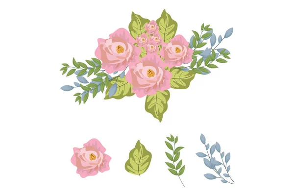 Una Variedad Arreglos Coloridos Hermosas Hojas Flores — Archivo Imágenes Vectoriales