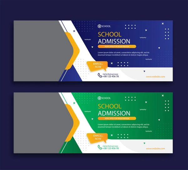 stock vector School admission facebook cover and web banner template