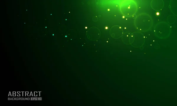 Зеленые Боке Светящиеся Частицы Размывают Абстрактный Фон — стоковый вектор
