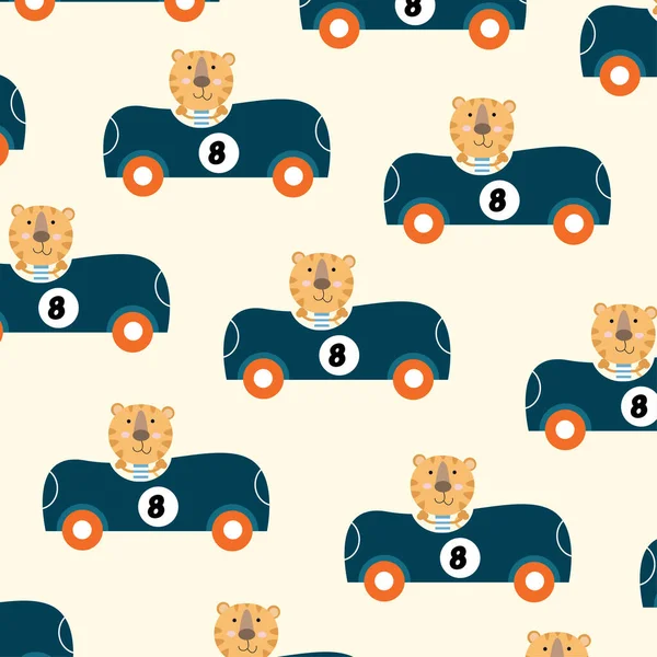 Stock vector Seamless pattern with cute lion animal characters perfect for wrapping paper