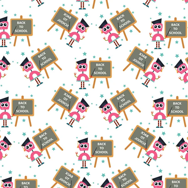 Seamless Pattern Cute Robot Variations Perfect Wrapping Paper — Stock Vector