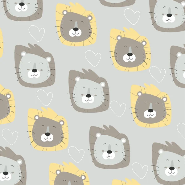 Nahtloses Muster Mit Niedlichen Bunten Katzenköpfen Perfekt Für Packpapier Stockvektor