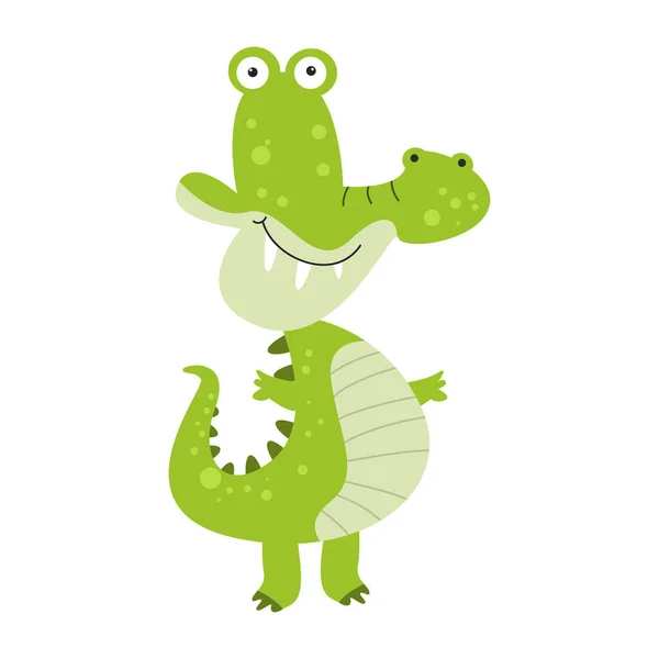 Personnage Bande Dessinée Crocodile Mignon — Image vectorielle