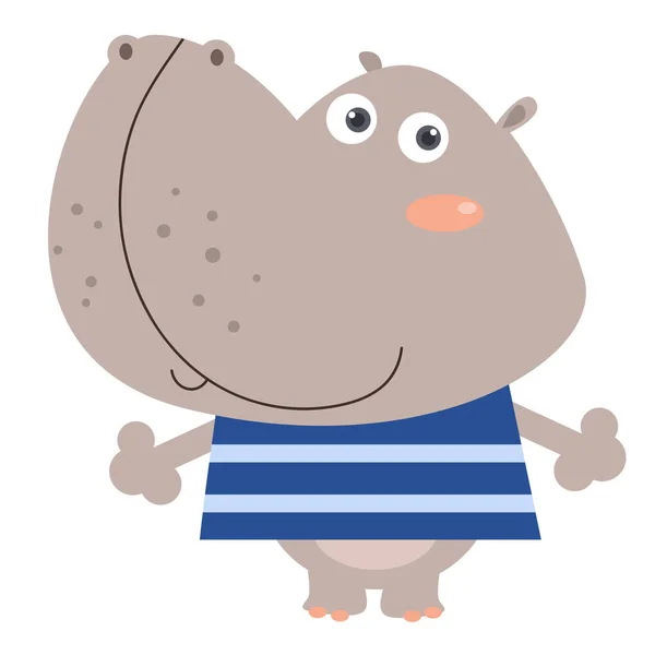 Clip Kunst Illustratie Van Schattige Nijlpaard Cartoon Karakter Voor Kinderen — Stockvector
