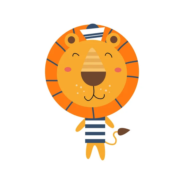 Clip Art Illustration Cute Lion Cartoon Character Children — Stock Vector