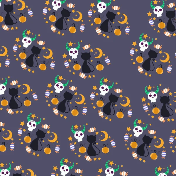 Kolekce Šťastných Halloween Vzorů Vhodných Pro Textilní Design Balicí Papír — Stockový vektor