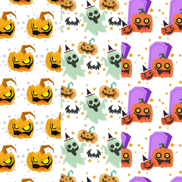 Kolekce Halloween Vzorů Vhodných Pro Tapety — Stockový vektor