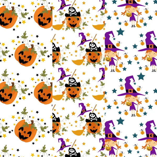 Sammlung Von Halloween Mustern Für Tapeten — Stockvektor