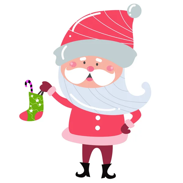 Desenhos Animados Bonito Papai Noel Fundo Branco Perfeito Para Cartões — Vetor de Stock