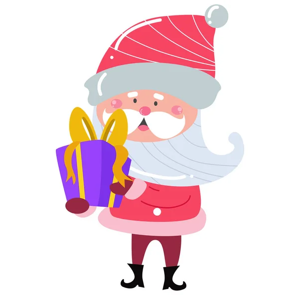 Desenhos Animados Bonito Papai Noel Fundo Branco Perfeito Para Cartões — Vetor de Stock