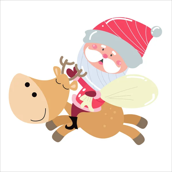 Netter Weihnachtsmann Cartoon Auf Weißem Hintergrund Perfekt Für Weihnachtskarten — Stockvektor
