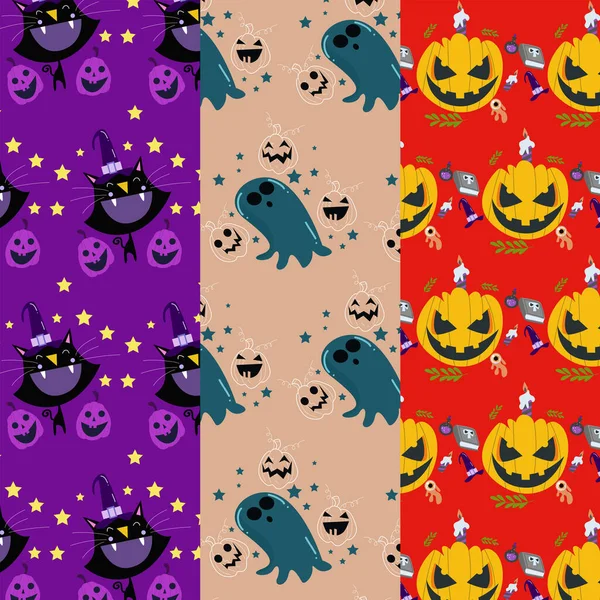 Collection Halloween Patterns Suitable Wallpaper — Stock Vector