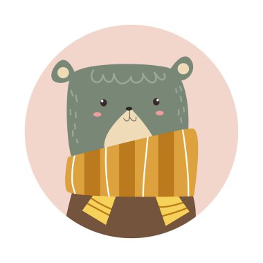 Daire şeklinde sevimli hayvan çizgi film karakteri