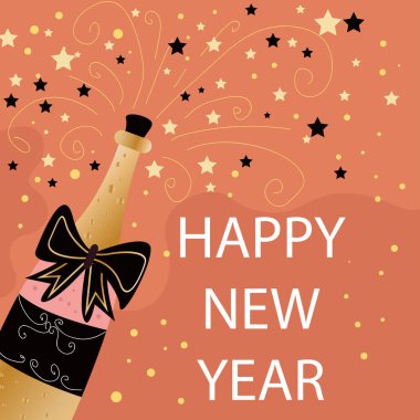 Mutlu Yıllar Düz Arkaplan Vektör Çizimi