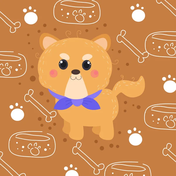 适合儿童服装设计的可爱卡通狗角色 — 图库矢量图片
