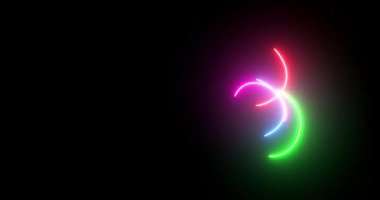 Canlı Işın Işınlar 'ın yer aldığı Neon Light Animasyon. Siyah Arkaplanda Kusursuz Döngü Soyut Neon