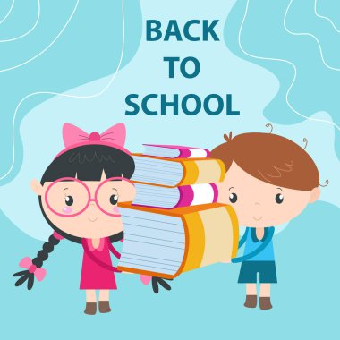 Sevimli karakterler ve okula dönüş için eğitim kavramı