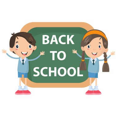 Sevimli karakterler ve okula dönüş için eğitim kavramı