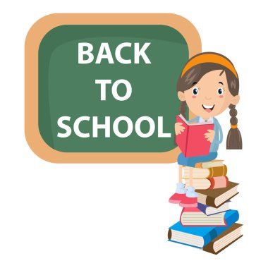 Sevimli karakterler ve okula dönüş için eğitim kavramı