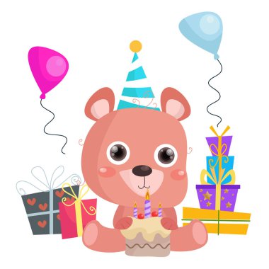 Flat Cute Bear illustration suitable for kid design
