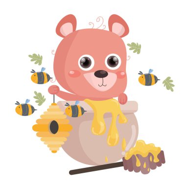 Flat Cute Bear illustration suitable for kid design