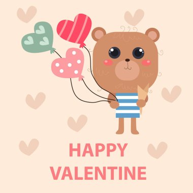 Flat illustration of Cute Animals Valentine suitable for kid design