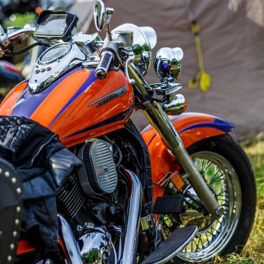 KANIV, UKRAINE - 5 Haziran 2021: güzel Yamaha bisikleti. Uluslararası Motosiklet Festivali 