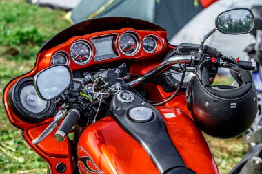 KANIV, UKRAINE - 5 Haziran 2021: güzel Kawasaki bisikleti. Uluslararası Motosiklet Festivali 